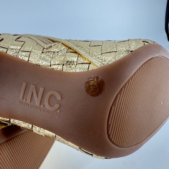 INC Gold Woven Metallic Knee-High Stiletto Boots Womens SIZE 7 - Picture 7 of 8